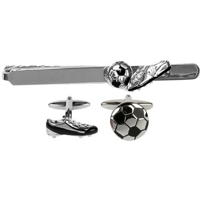 Fußball- und Fußballschuh-Manschettenknopf- und Krawattenschieber-Set