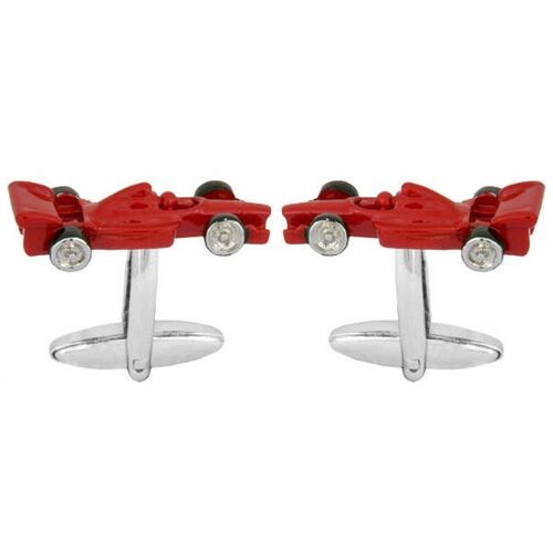 Formula 1 Red Racing Car Rhodium Plated Cufflinks