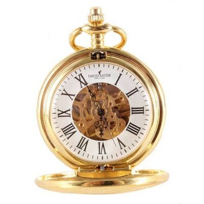 Orologio da tasca meccanico Half Hunter con motivo oro