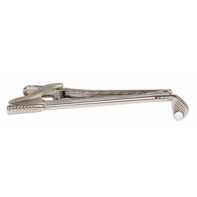 Golf Club & Ball Rhodium Plated Tie Clip