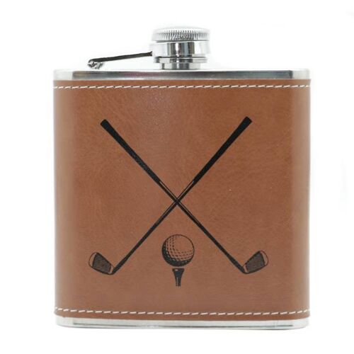 Golf Design Leatherette Hip Flask