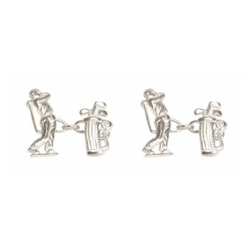 Golfer Cut Out Sterling Silver Cufflinks