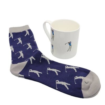 Juego de taza y calcetines de porcelana fina Golfer