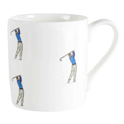 Taza de porcelana fina con ilustración de golfista