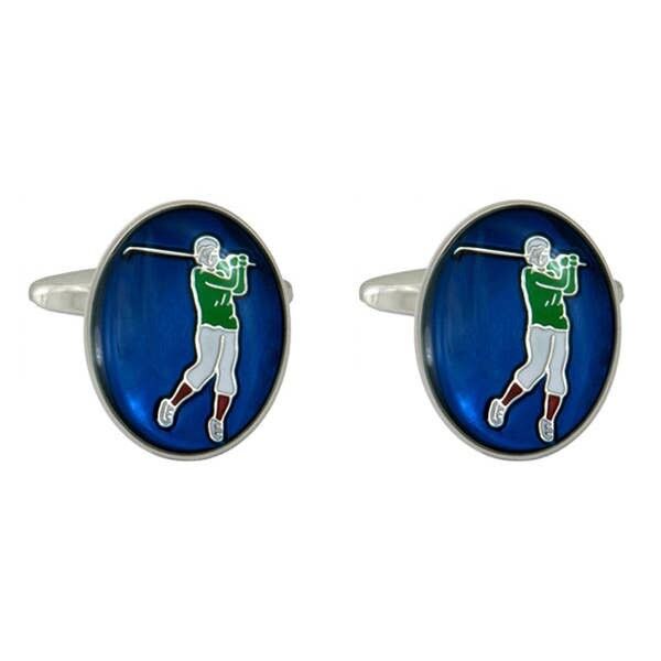 Ovaler Golfspieler-Manschettenknopf aus Emaille
