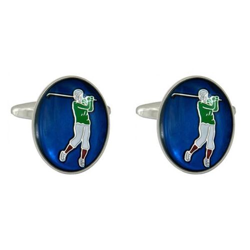 Golfer Oval Enamel Cufflink