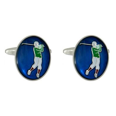 Golfer Oval Enamel Cufflink