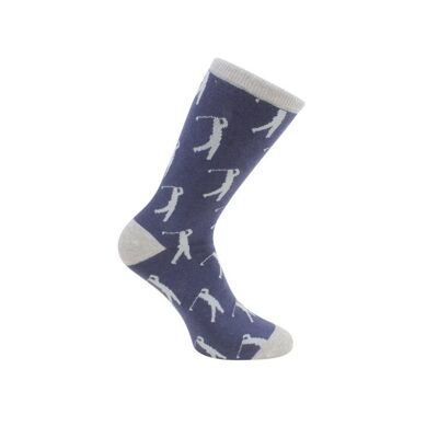 Golfer Socks - Blue & Grey Combed Cotton