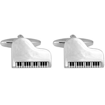 Boutons de manchette en plaque de rhodium pour piano à queue 1