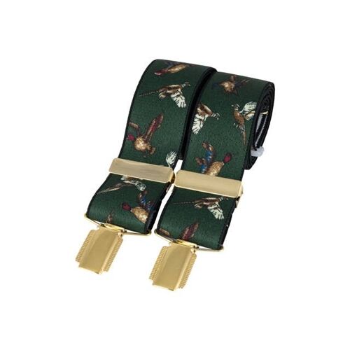 Green Flying Game Birds 35mm Gold Clip Braces