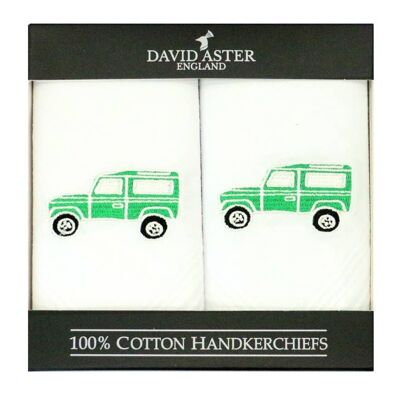 Green Land Vehicle Embroidered Handkerchiefs