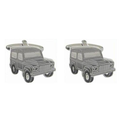 Grey Land Vehicle Rhodium Plated Cufflinks