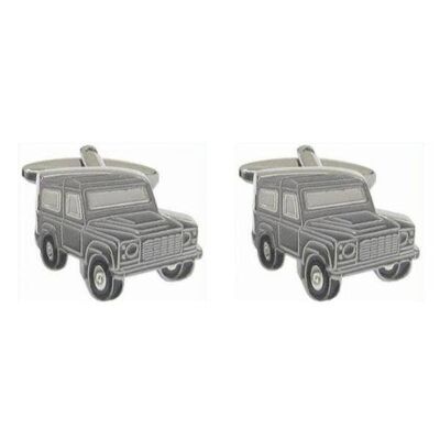 Grey Land Vehicle Rhodium Plated Cufflinks