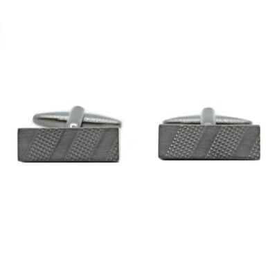 Gun Metal Engine Turned Bar Cufflinks