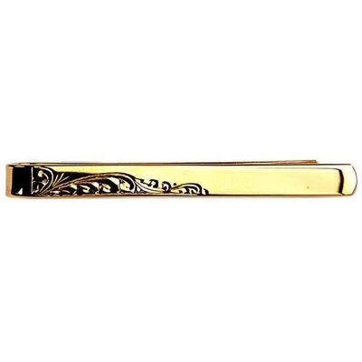 Vergoldeter Krawattenschieber mit halbgraviertem Blattdesign