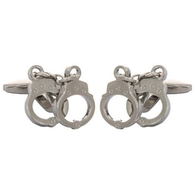 Handcuff Rhodium Plated Cufflinks