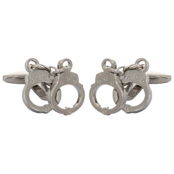 Boutons de manchette plaqués rhodium Menottes 1