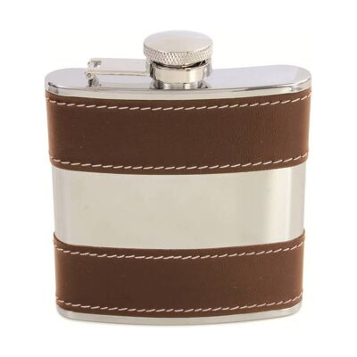 Flasque marron 6oz centre en acier inoxydable brillant