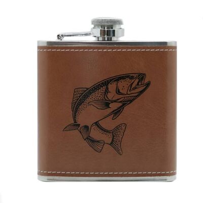 Hip Flask Fish Design - 6oz Stainless Steel