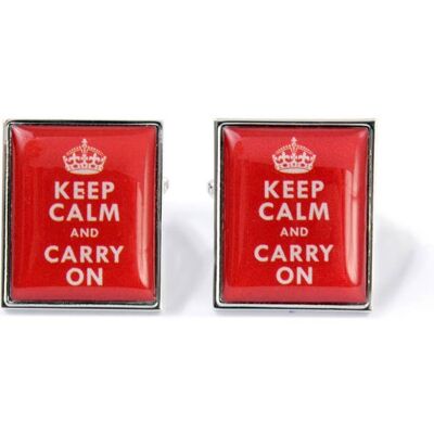 Manschettenknöpfe „Keep Calm & Carry On“ in Rot