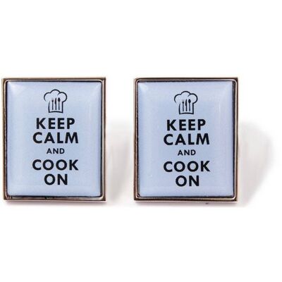 Keep Calm & Cook On Cufflinks Blue