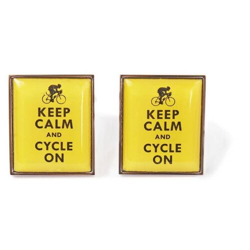 Keep Calm & Cycle On Cufflinks Yellow