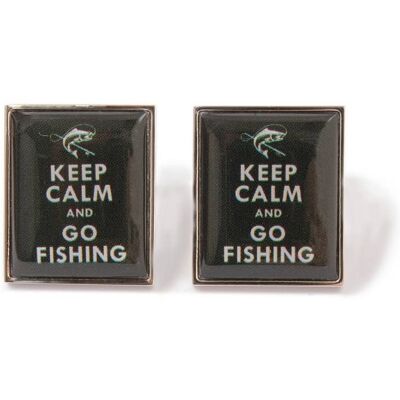 Keep Calm & Go Fishing Cufflinks Green