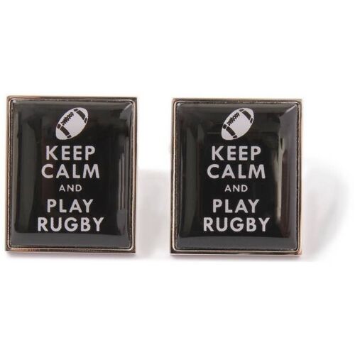 Keep Calm & Play Rugby Cufflinks Black