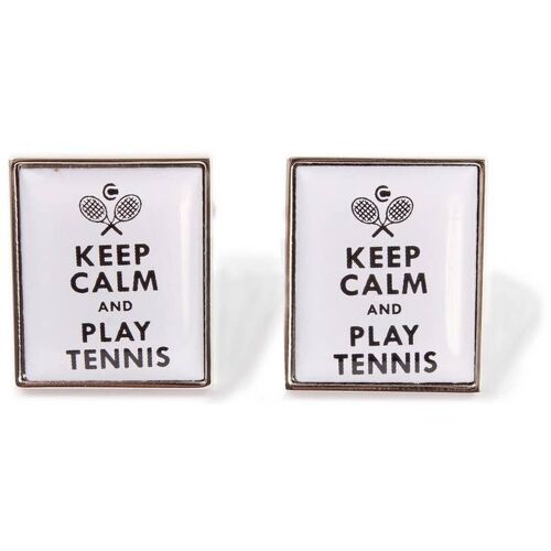 Keep Calm & Play Tennis Cufflinks White