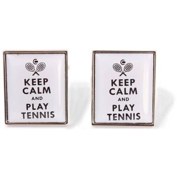 Boutons de manchette Keep Calm & Play Tennis Blanc 1
