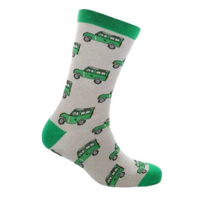 Land Vehicle Socks - Green & Grey Combed Cotton