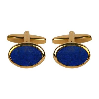 Lapis Lazuli Gold Plated Oval Cufflinks