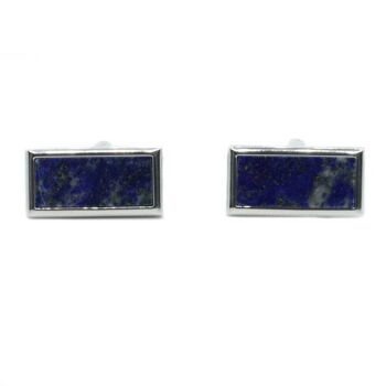 Boutons de manchette rectangulaires en rhodium lapis-lazuli 1