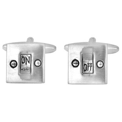 Light Switch On/Off Rhodium Plated Cufflinks