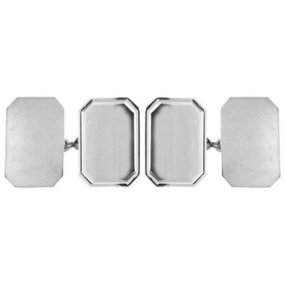 Gemelli in argento sterling con angolo tagliato a rettangolo con bordo foderato