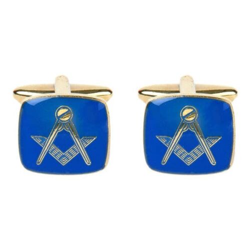 Masonic Cushion Blue Enamel Cufflinks