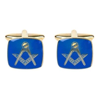 Masonic Cushion Blue Enamel Cufflinks