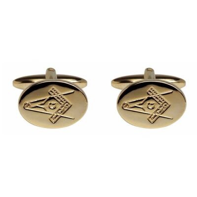 Masonic Oval 'G' Engraved Gold Plated Cufflinks