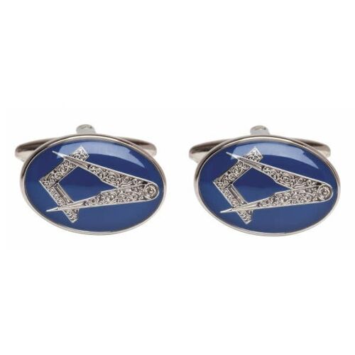 Masonic Oval Blue Enamel Cufflinks