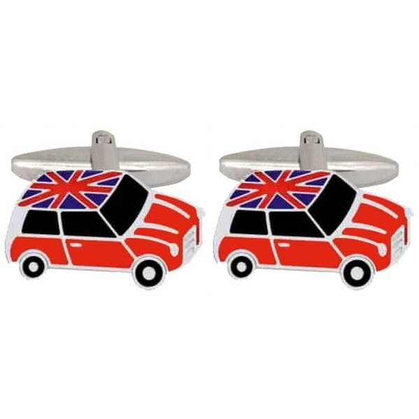 Mini mit rhodinierten Manschettenknöpfen mit Union Jack-Dach