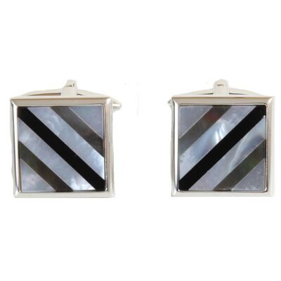 Mother of Pearl & Onyx Lines Cufflinks