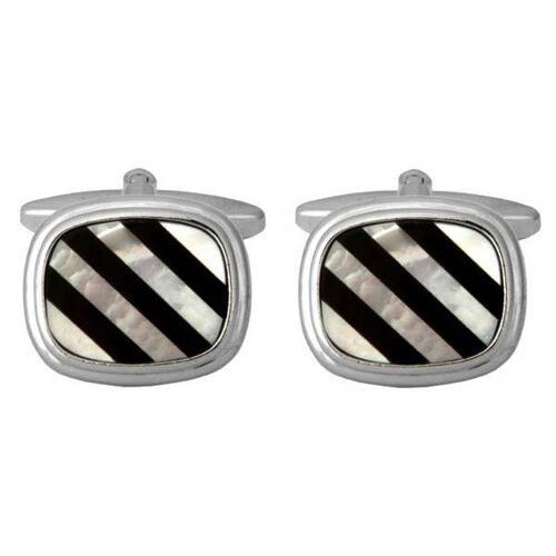 Mother of Pearl & Onyx Stone Lined Cufflinks
