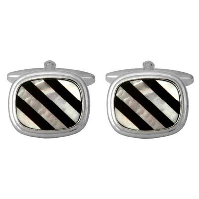 Mother of Pearl & Onyx Stone Lined Cufflinks