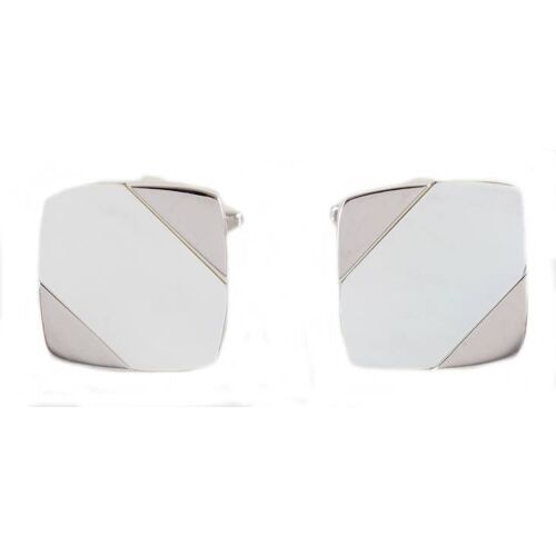 Mother of Pearl Diagonal Rhodium Cufflinks