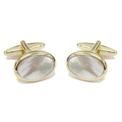 Mother of Pearl Oval Gold Plated Cufflinks