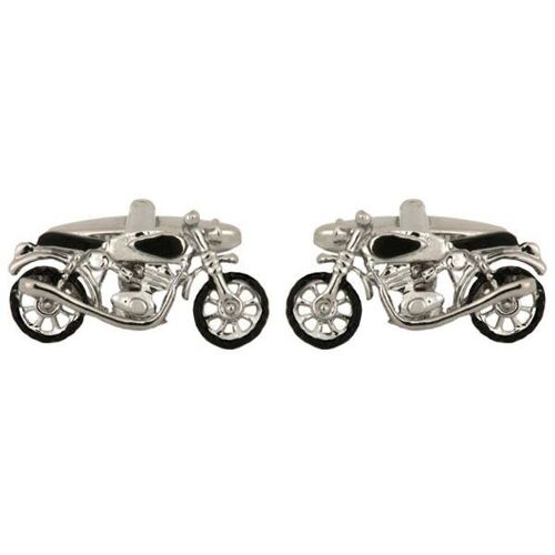 Motor Bike Rhodium Plated Cufflinks
