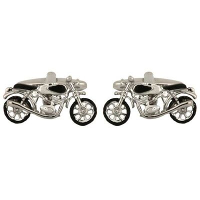 Motor Bike Rhodium Plated Cufflinks