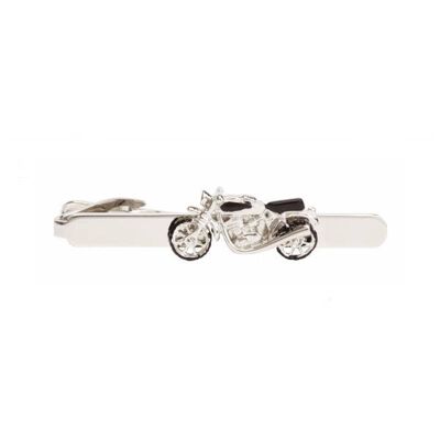 Motor Bike Rhodium Plated Tie Clip