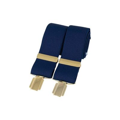 Bretelle semplici con clip in oro da 35 mm blu navy