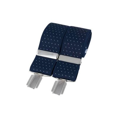 Navy Pin Dot 35mm Silver Clip Braces